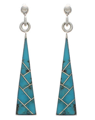 Genuine Sterling Silver Turquoise Southwest Post Dangle Earrings EX24796